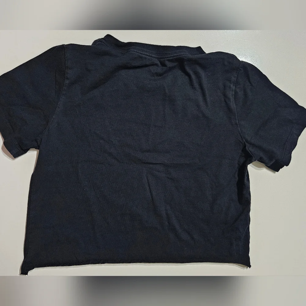 Converse Black Crop Tee with White Star Chevron Logo - Picture 3 of 7